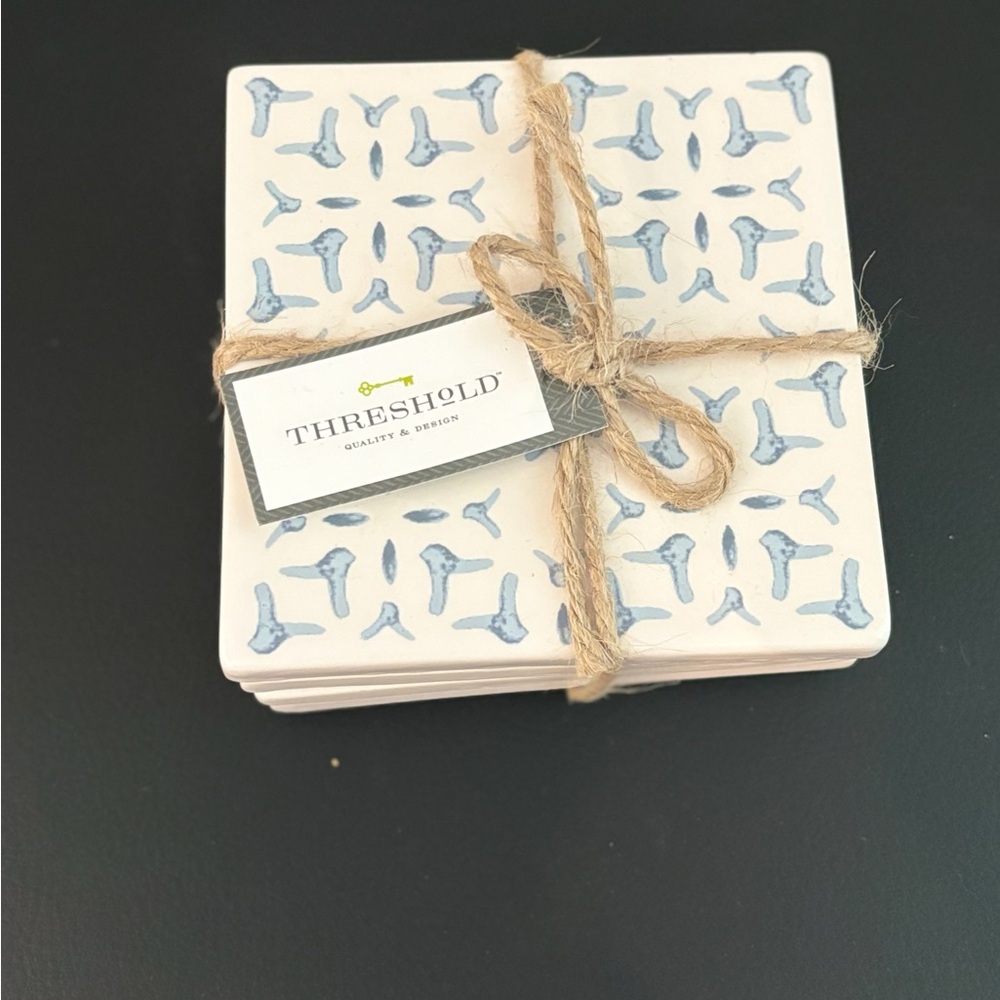 Threshold Blue and Cream Patterned Coasters